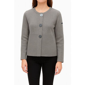 Women's SAINT JAMES Gray / Brown Wool blend Cardigan Sweater Size 8